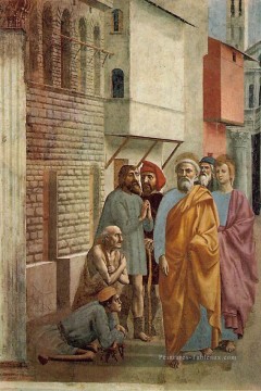  Renaissance Peintre - Saint Pierre guérissant les malades avec son ombre Christianisme Quattrocento Renaissance Masaccio